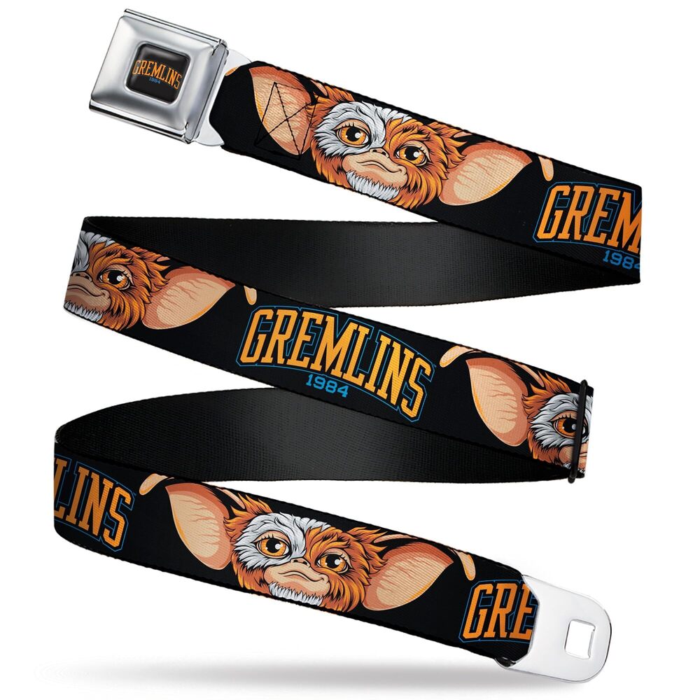 4825 Horror Movies Belt, Seatbelt Buckle Belt, Gremlins 1984 Gizmo Face